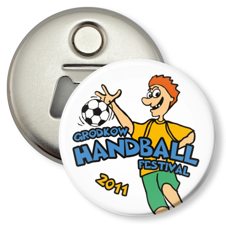 przypinka otwieracz-magnes Handball Festiwal