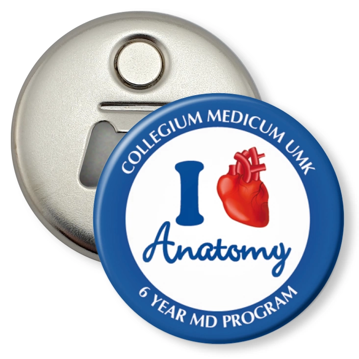 przypinka otwieracz-magnes I love anatomy