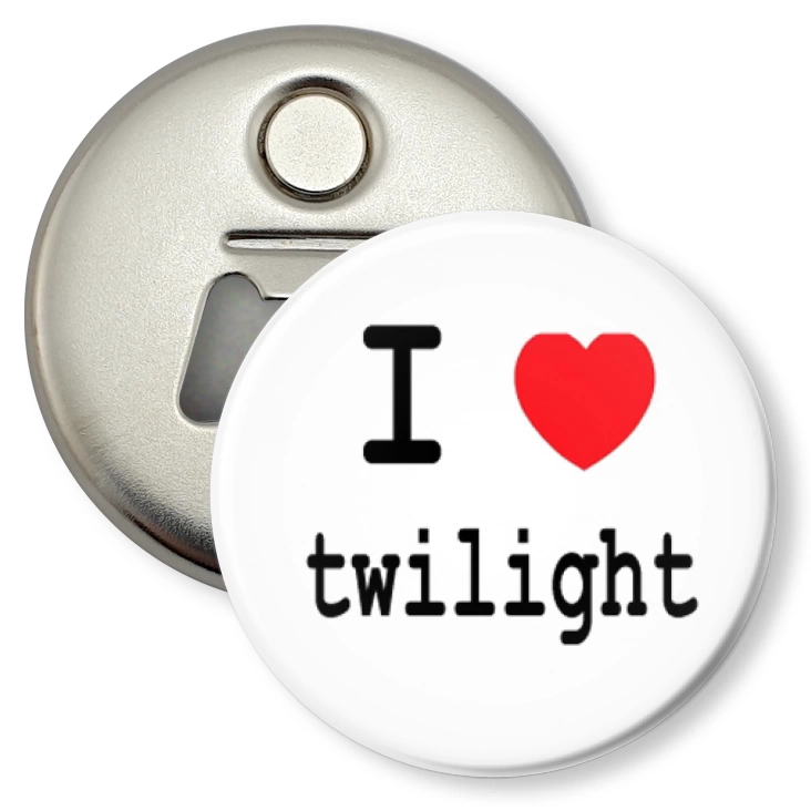 przypinka otwieracz-magnes I love twilight