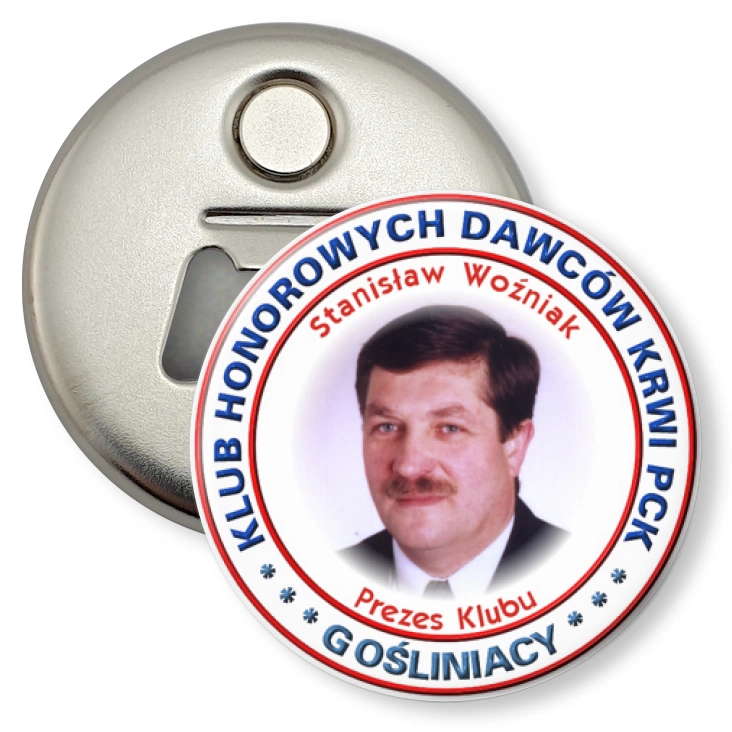 przypinka otwieracz-magnes Klub Honorowych Dawców Krwi PCK