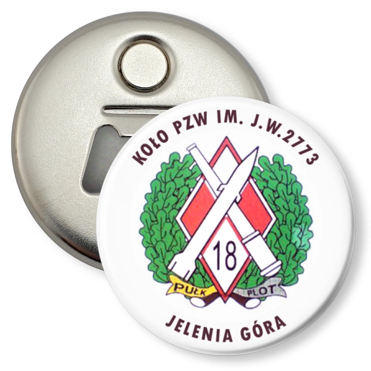 przypinka otwieracz-magnes Koło PZW Jelenia Góra