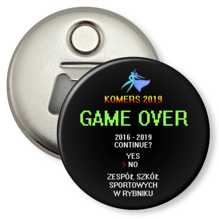 przypinka otwieracz-magnes Komers 2019