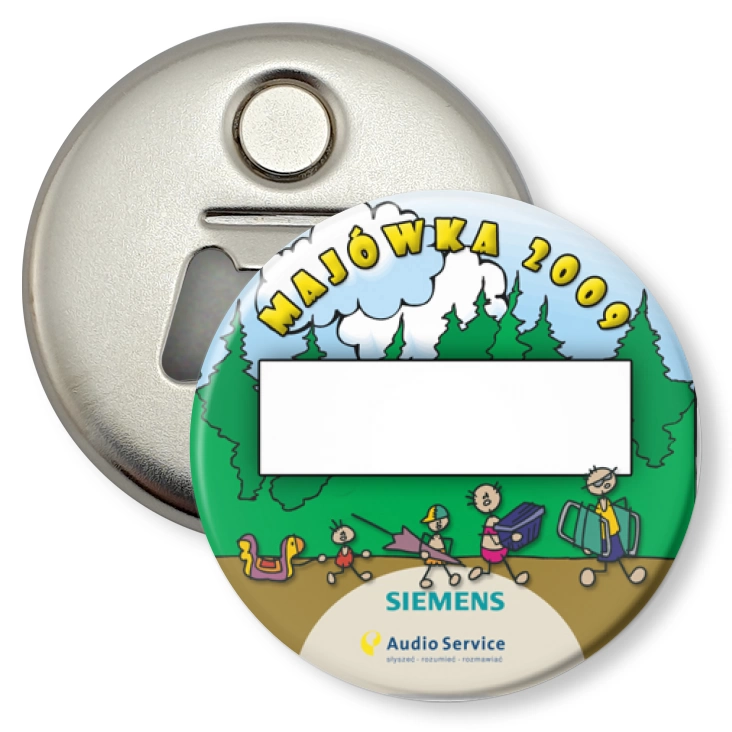 przypinka otwieracz-magnes Majówka 2009
