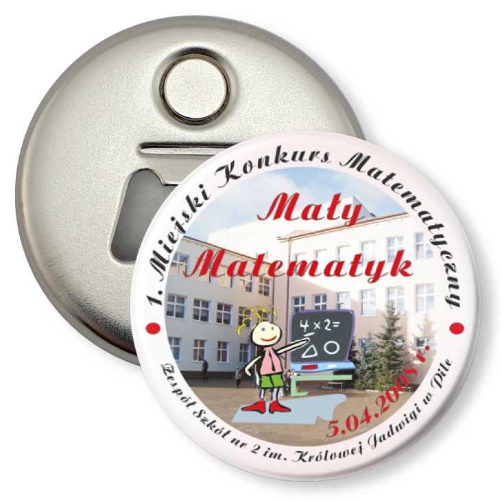 przypinka otwieracz-magnes Mały Matematyk