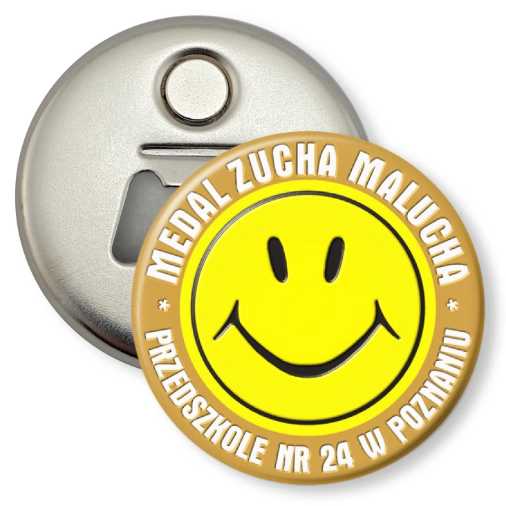 przypinka otwieracz-magnes Medal Zucha Malucha