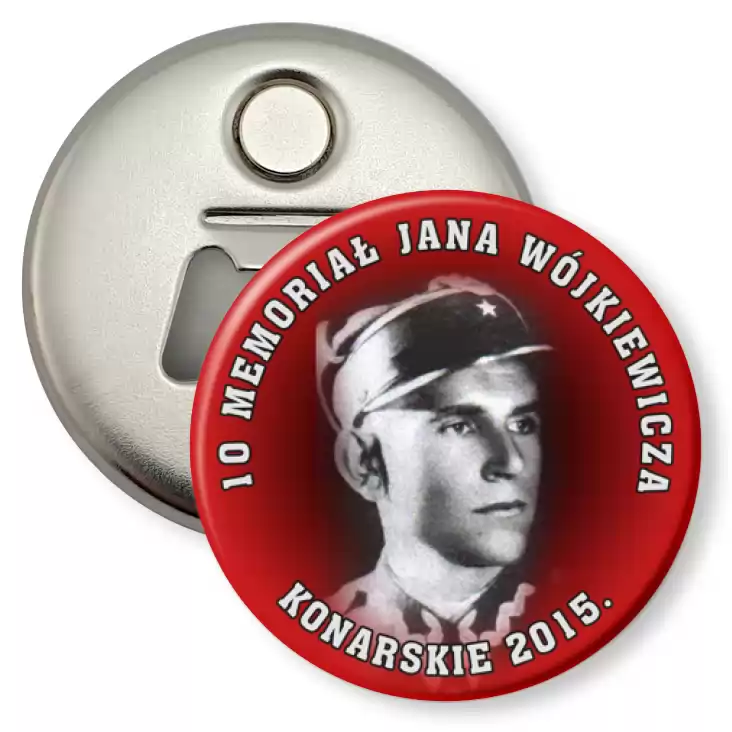 przypinka otwieracz-magnes Memoriał Jana Wójkiewicza