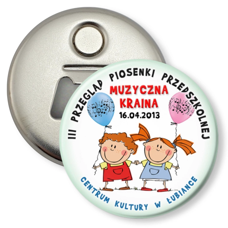 przypinka otwieracz-magnes Muzyczna Kraina 2013