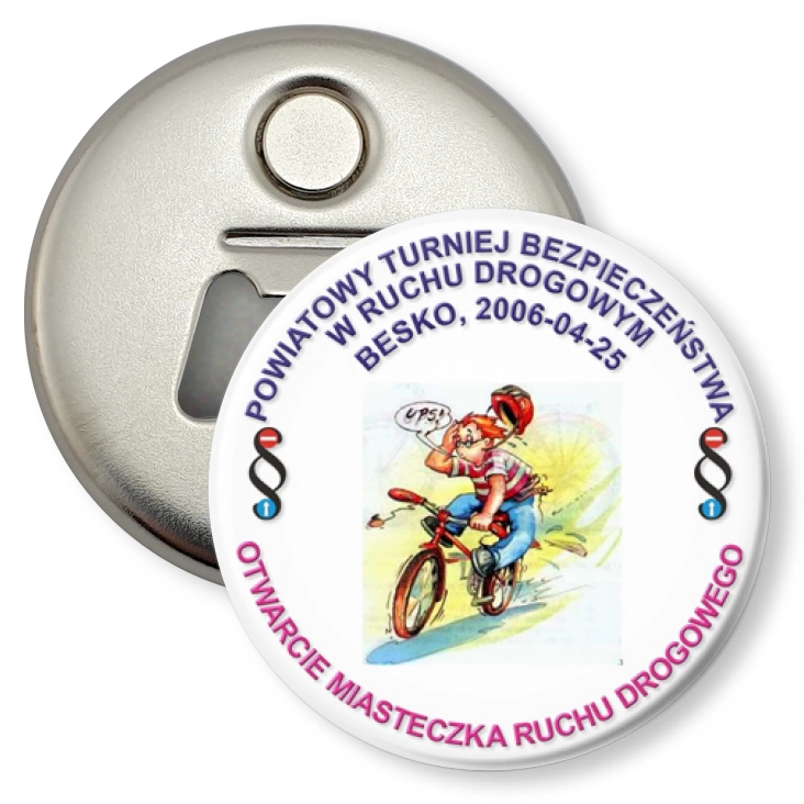 przypinka otwieracz-magnes Otwarcie Miasteczka Ruchu Drogowego