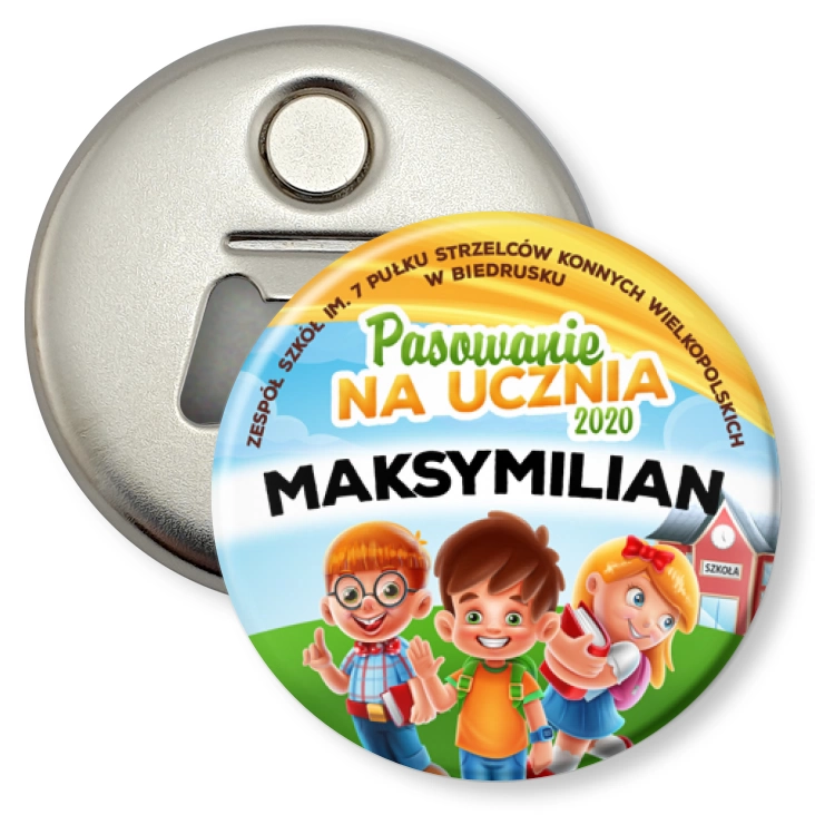 przypinka otwieracz-magnes Pasowanie na ucznia