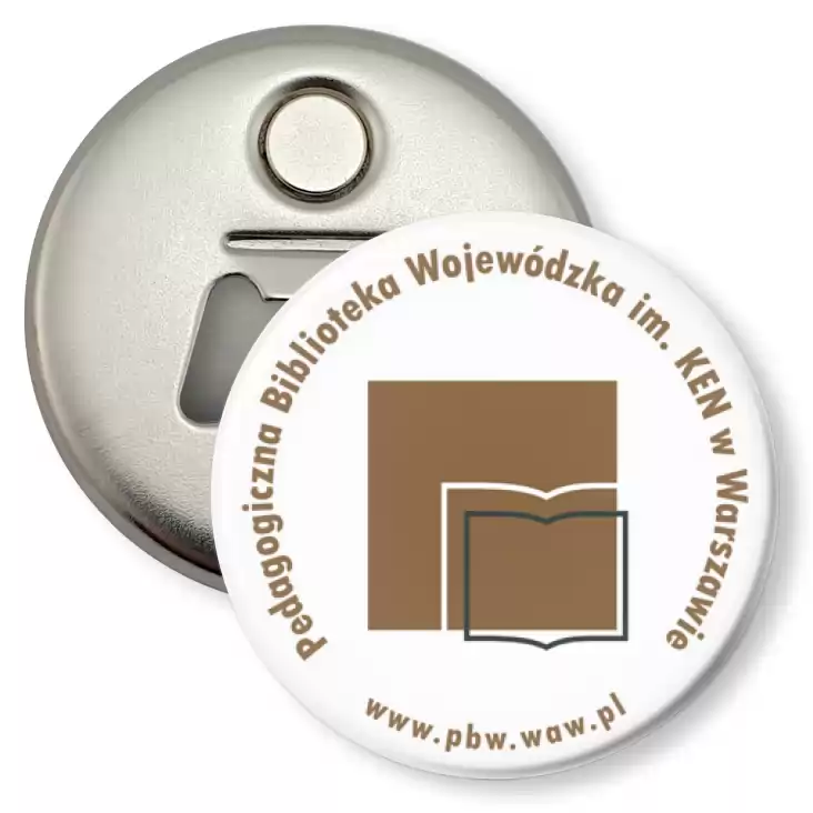 przypinka otwieracz-magnes Pedagogiczna Biblioteka Wojewódzka w Warszawie