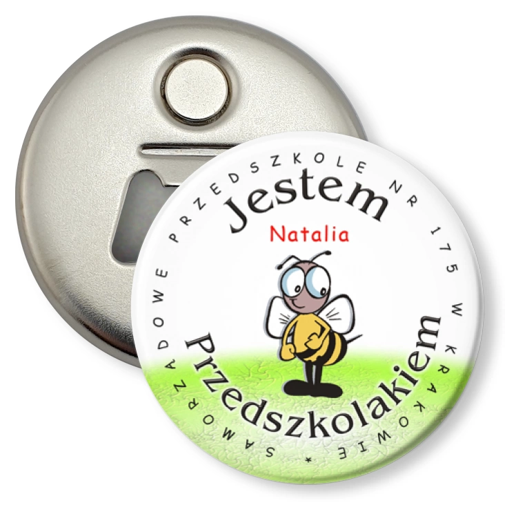 przypinka otwieracz-magnes Przedszkole nr 175 w Krakowie