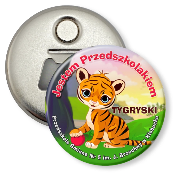 przypinka otwieracz-magnes Przedszkole nr 5 w Kłobucku