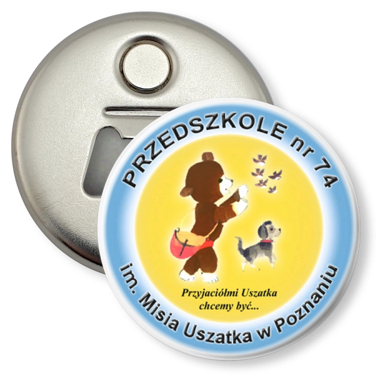 przypinka otwieracz-magnes Przedszkole nr 74 Misia Uszatka w Poznaniu