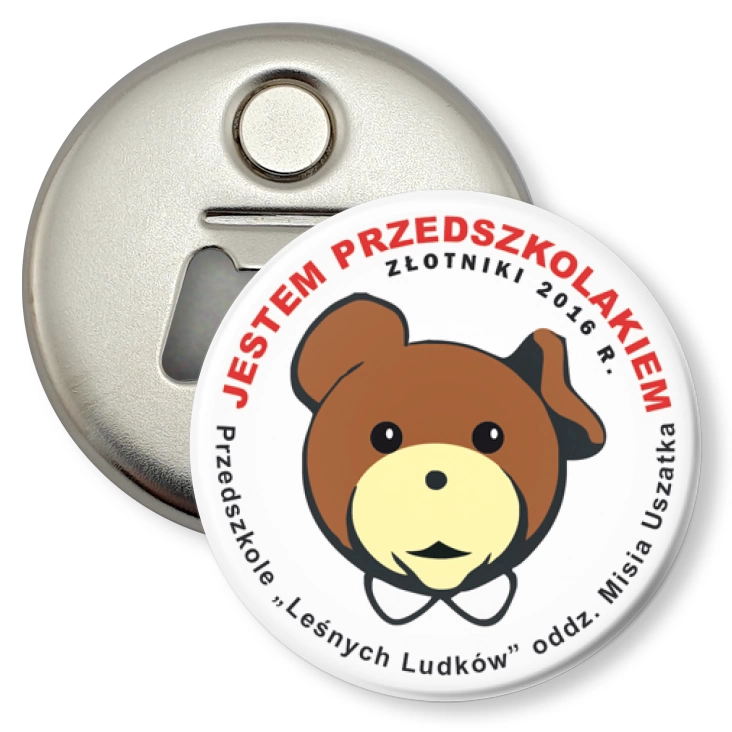 przypinka otwieracz-magnes Przedszkole w Złotnikach