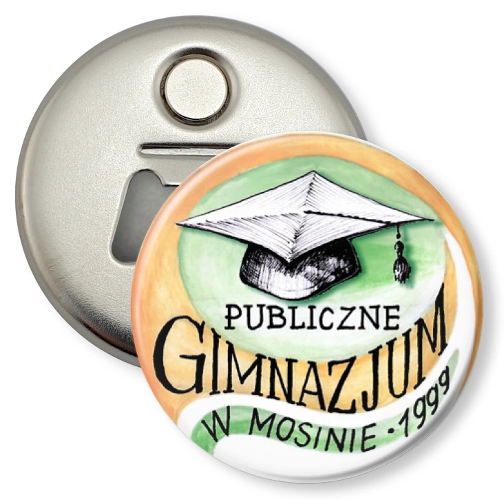 przypinka otwieracz-magnes Publiczne gimnazjum w Mosinie