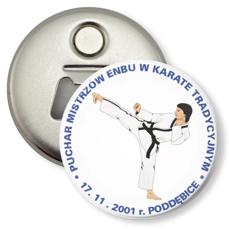 przypinka otwieracz-magnes Puchar Mistrzów Enbu w Karate Tradycyjnym