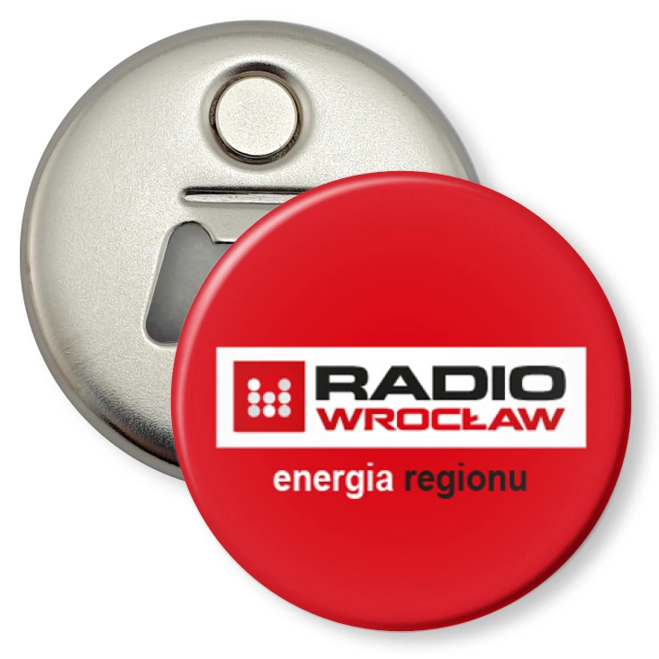 przypinka otwieracz-magnes Radio Wrocław