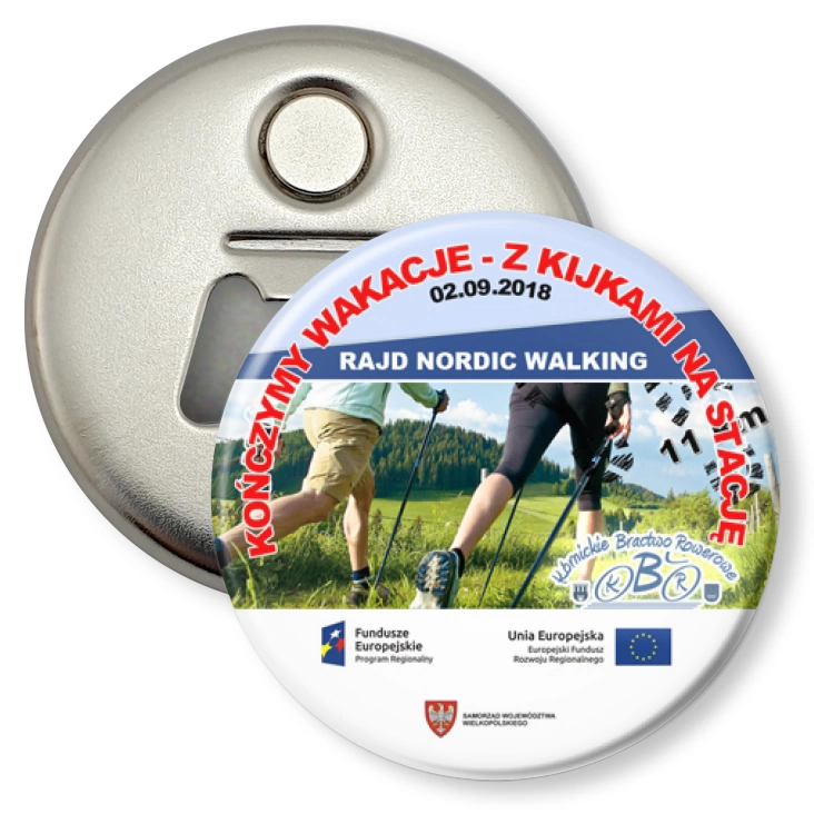 przypinka otwieracz-magnes Rajd nordic walking