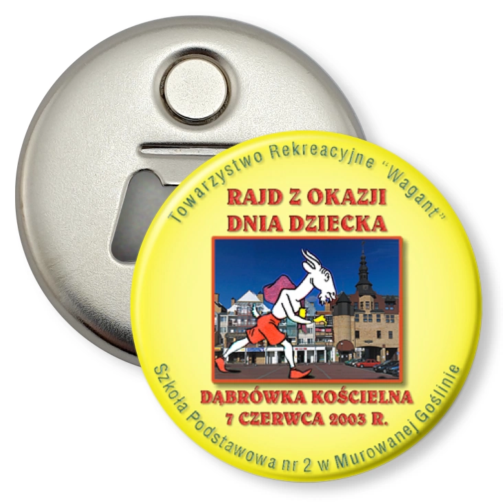 przypinka otwieracz-magnes Rajd Z Okazji Dnia Dziecka - Dąbrówka Kościelna