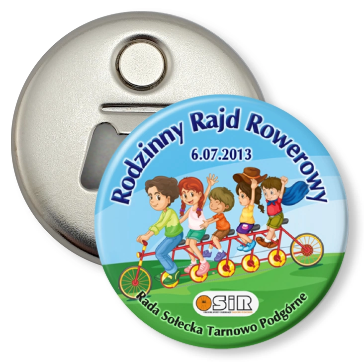 przypinka otwieracz-magnes Rodzinny Rajd Rowerowy 2013