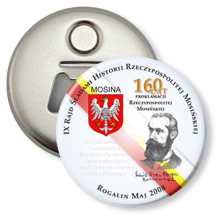 przypinka otwieracz-magnes Śladami Historii Rzeczypospolitej Mosińskiej