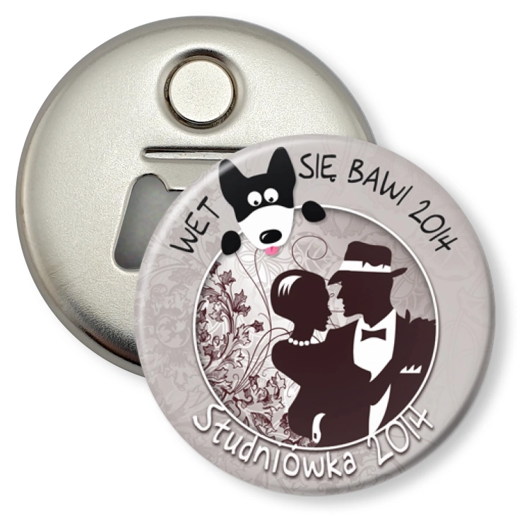 przypinka otwieracz-magnes Studniówka 2014 - WET