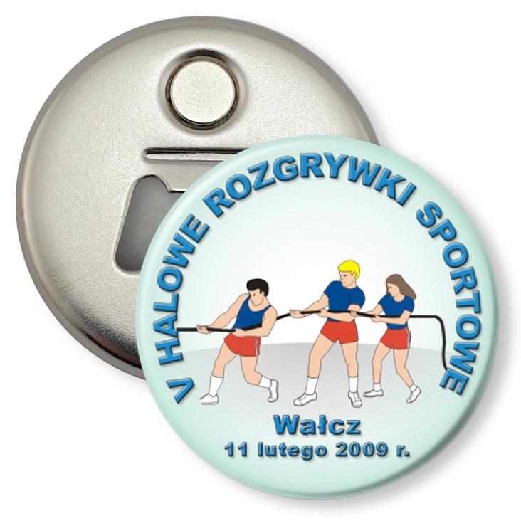 przypinka otwieracz-magnes V Halowe Rozgrywki Sportowe