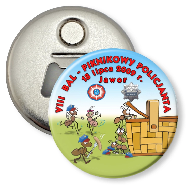 przypinka otwieracz-magnes VIII Bal Piknikowy Policjanta - Jawor 2009