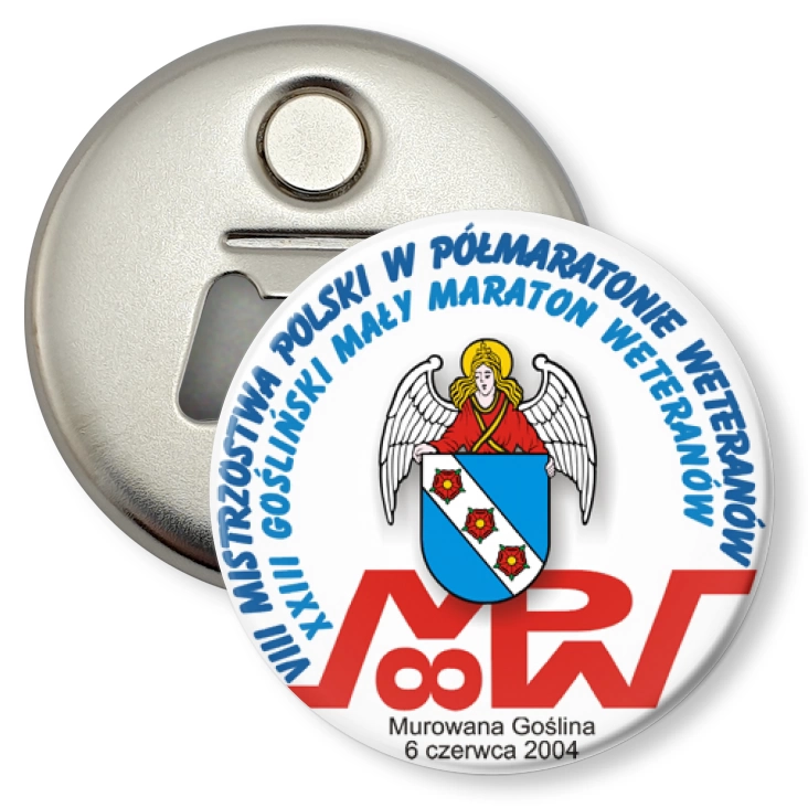 przypinka otwieracz-magnes VIII Mistrzostwa Polski w Półmaratonie Weteranów