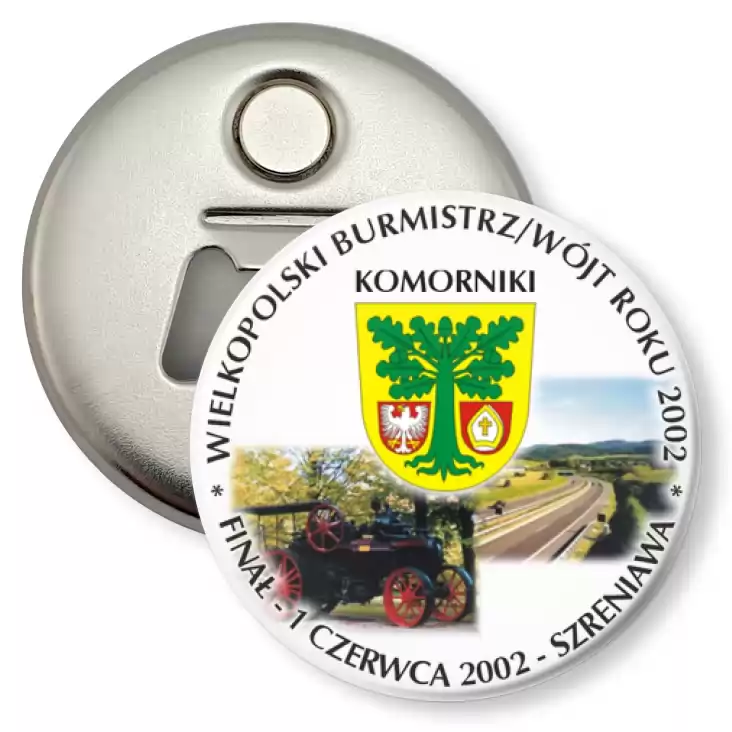 przypinka otwieracz-magnes Wielkopolski Burmistrz/Wójt Roku 2002