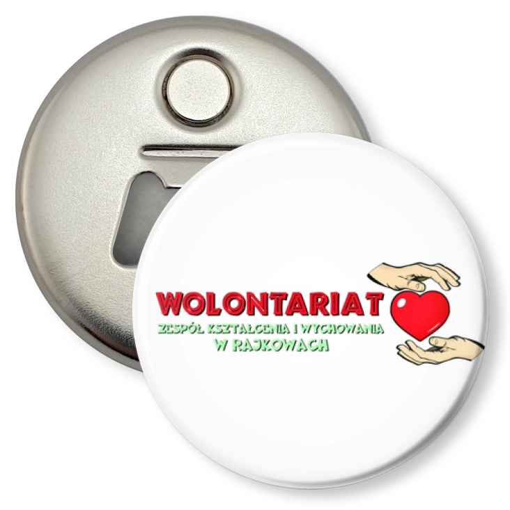 przypinka otwieracz-magnes Wolontariat