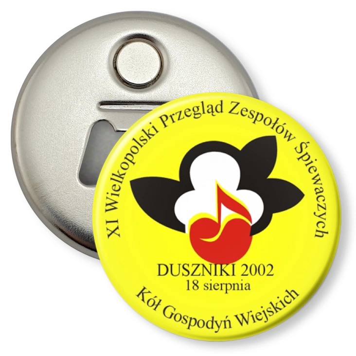 przypinka otwieracz-magnes XI Wielkopolski Przegląd Zespołych Śpiewaczych -Duszniki 2002