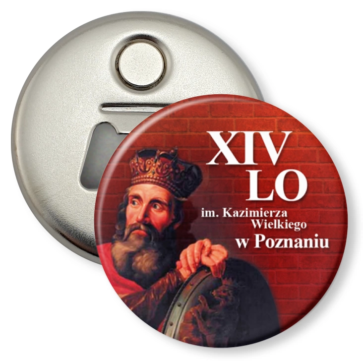 przypinka otwieracz-magnes XIV LO w Poznaniu