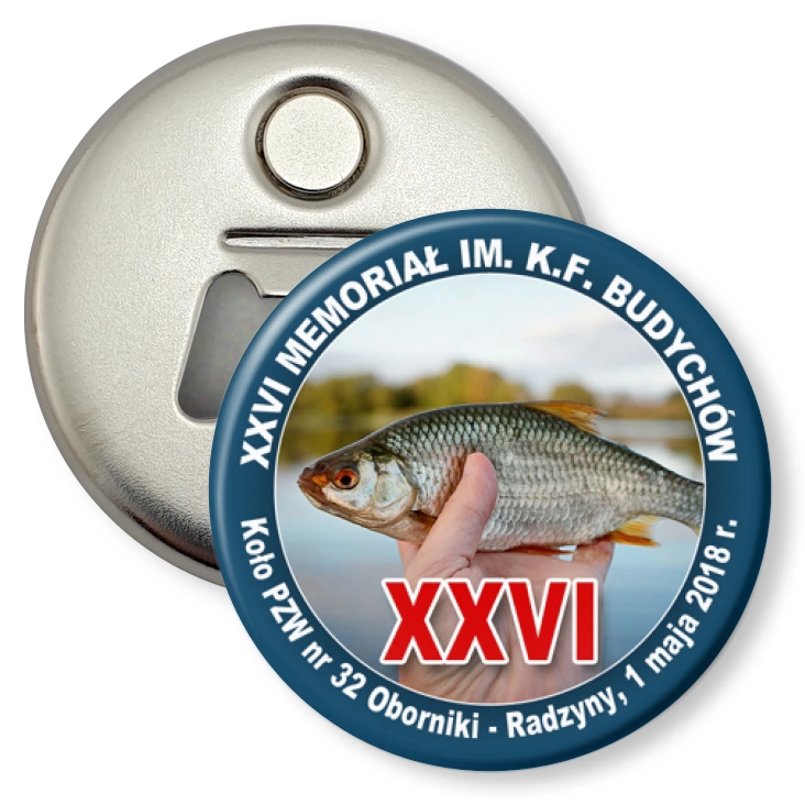 przypinka otwieracz-magnes XXVI Memoriał K.F. Budychów