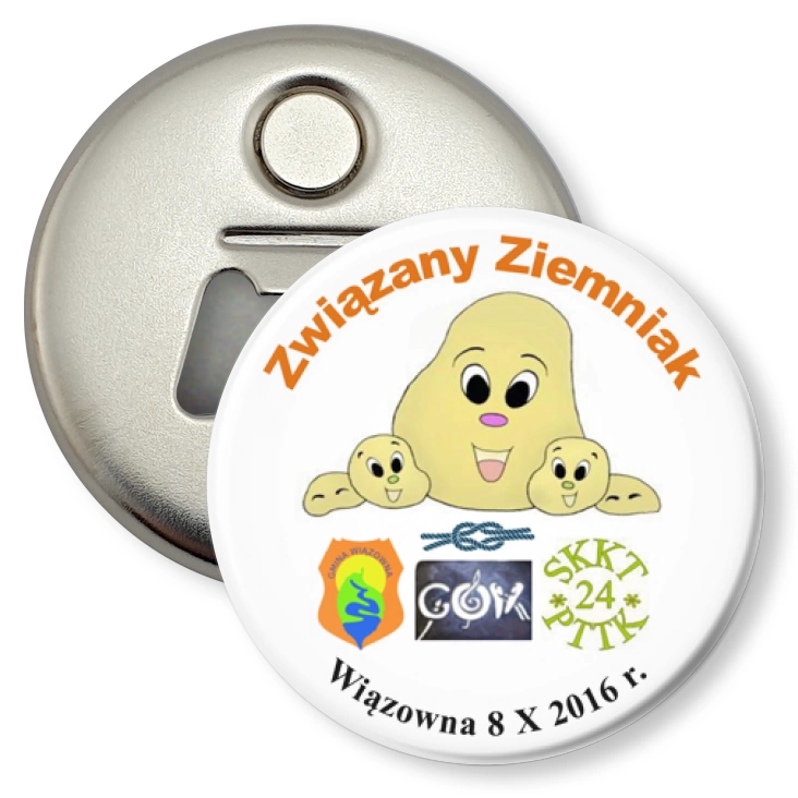 przypinka otwieracz-magnes Zawiązany Ziemniak