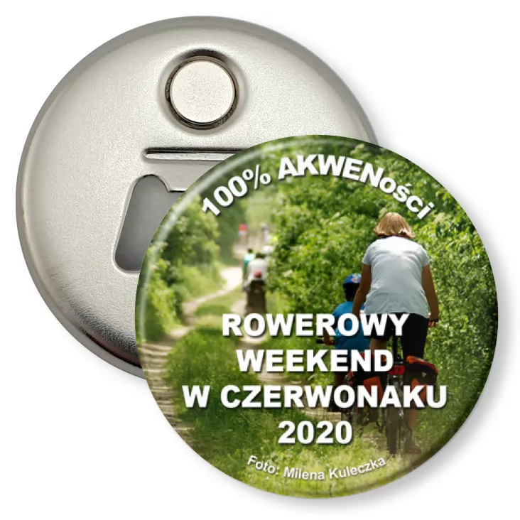 przypinka otwieracz-magnes 100% AKWENości