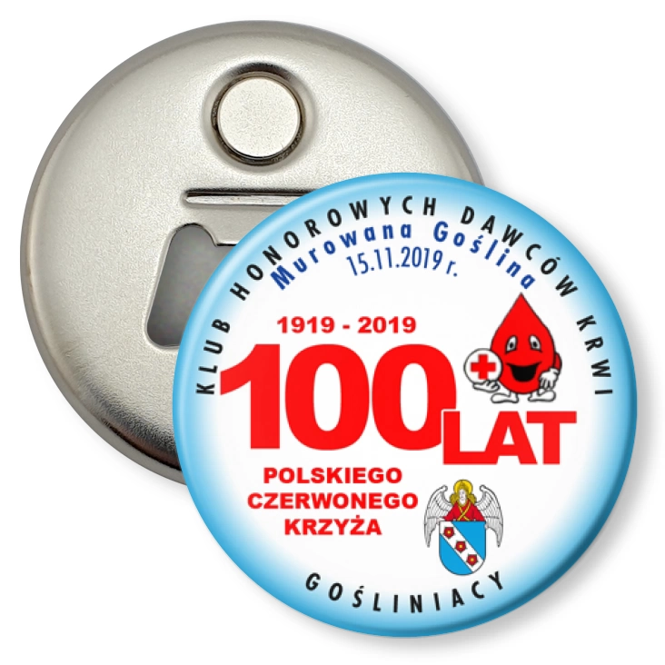 przypinka otwieracz-magnes 100 lat PCK