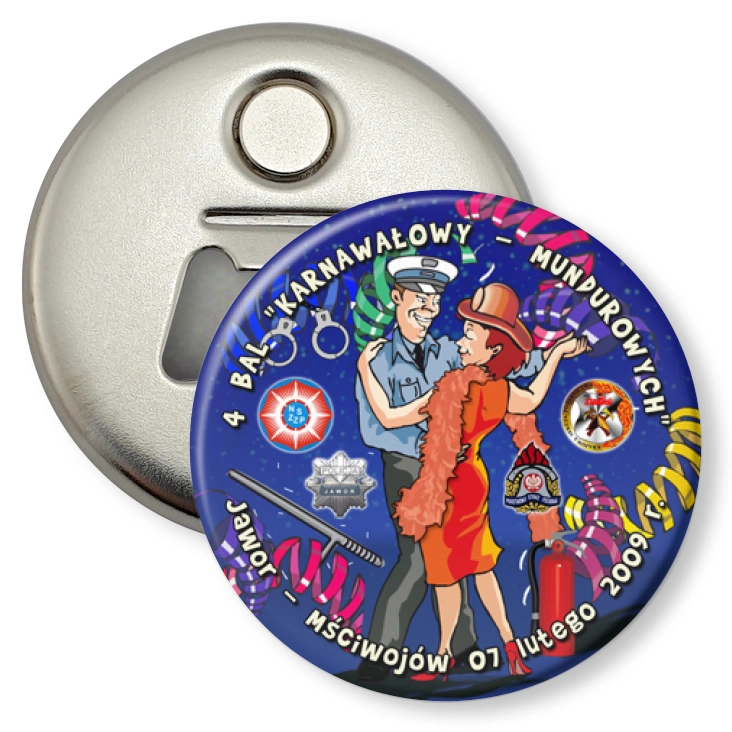przypinka otwieracz-magnes 4 Bal Karnawałowy mundurowych w Jaworze