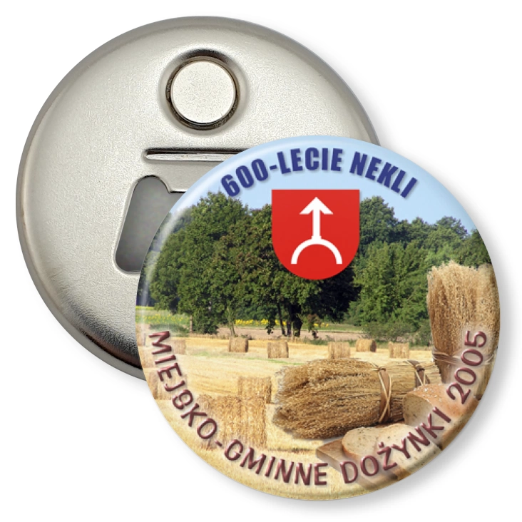 przypinka otwieracz-magnes 600-lecie Nekli