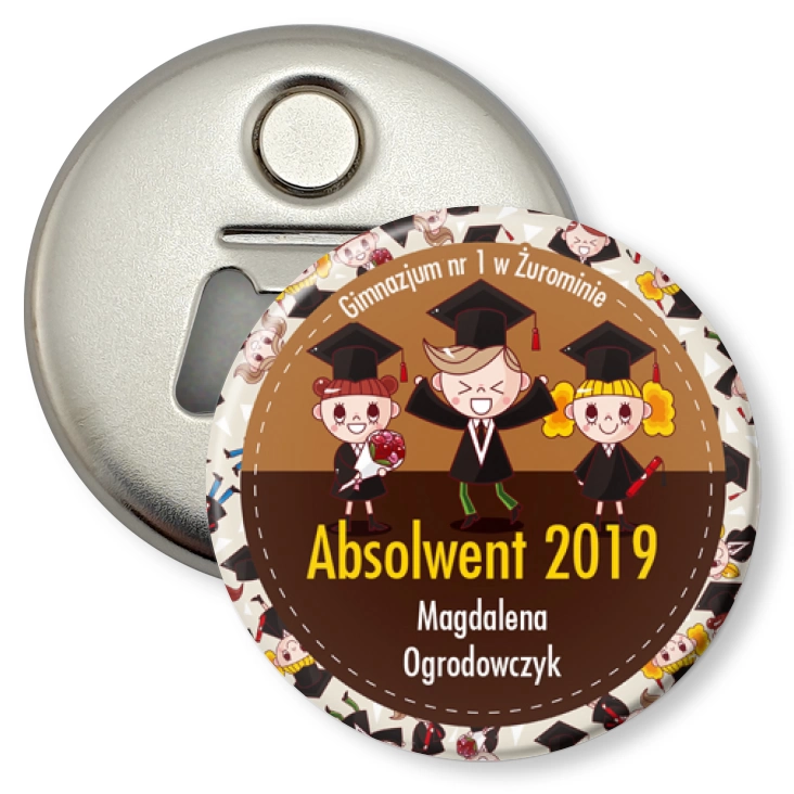 przypinka otwieracz-magnes Absolwent 2019