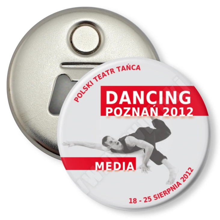 przypinka otwieracz-magnes Dancing Poznań 2012 - media
