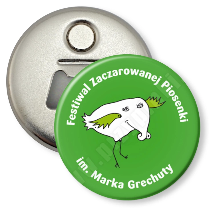 przypinka otwieracz-magnes Festiwal Zaczarowanej Piosenki im. Marka Grechuty