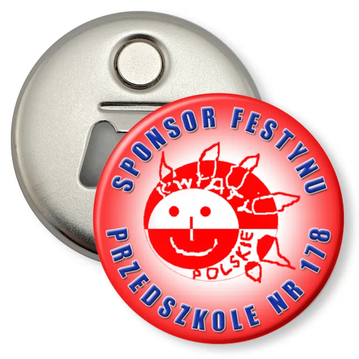 przypinka otwieracz-magnes Festyn Przedszkole nr 178 w Poznaniu
