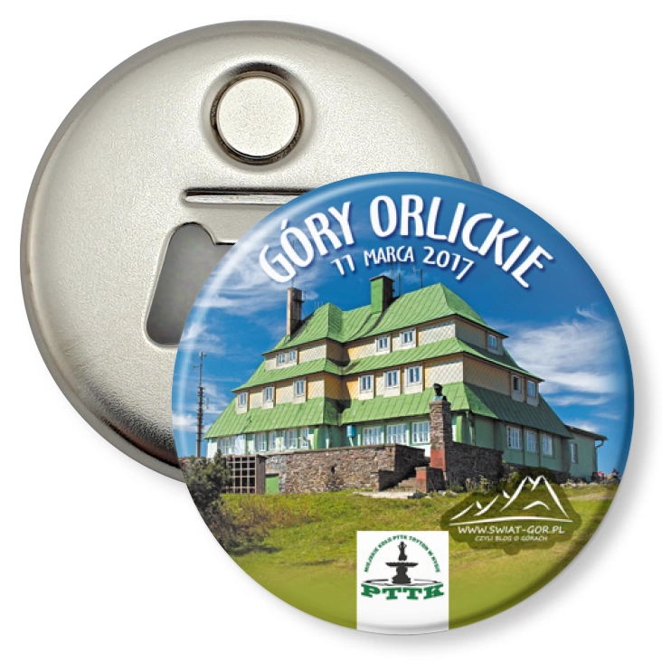 przypinka otwieracz-magnes Góry Orlickie