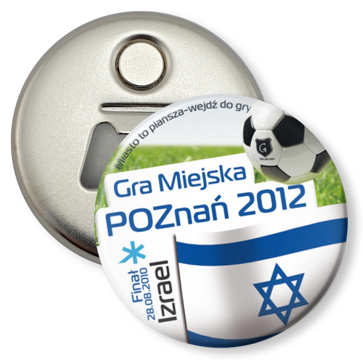 przypinka otwieracz-magnes Gra Miejska - Poznań 2012 - Izrael