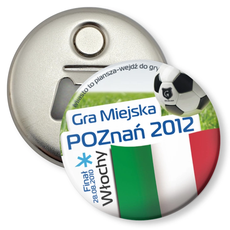 przypinka otwieracz-magnes Gra Miejska - Poznań 2012 - Włochy
