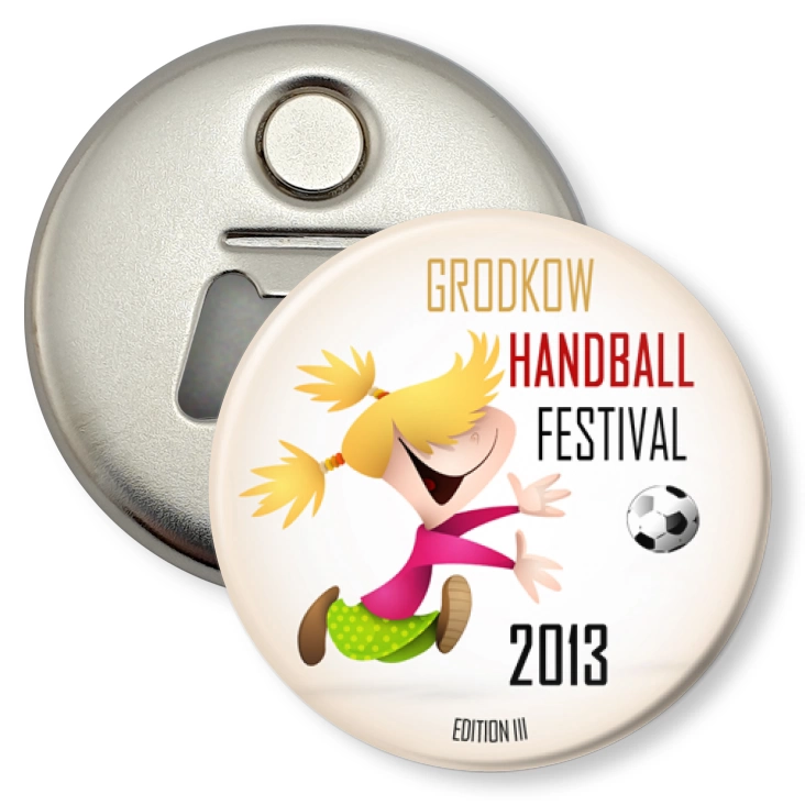 przypinka otwieracz-magnes Handball Festiwal 2013