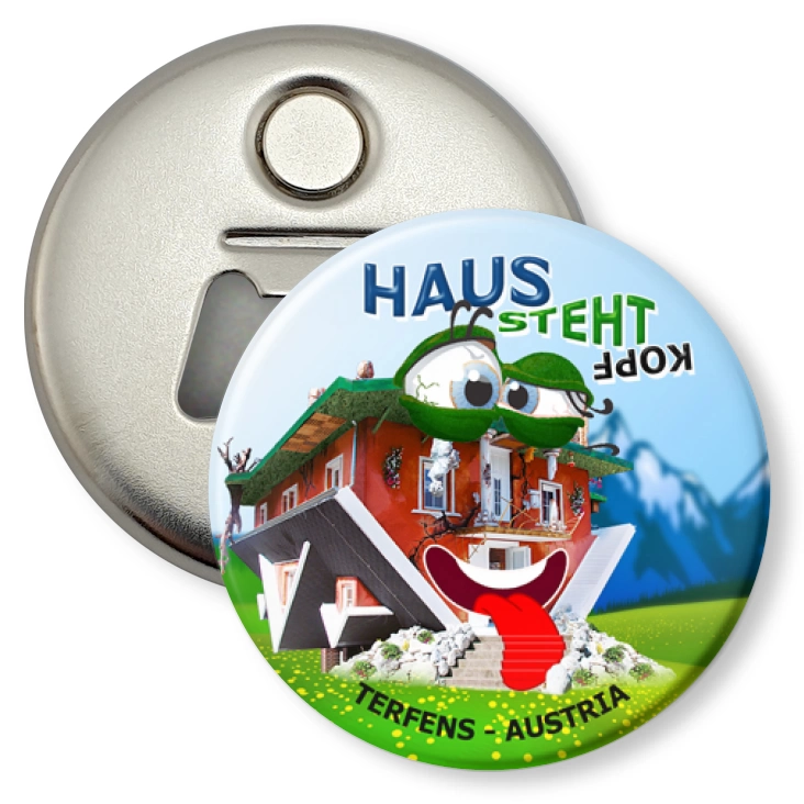 przypinka otwieracz-magnes Haus Steht Kopf