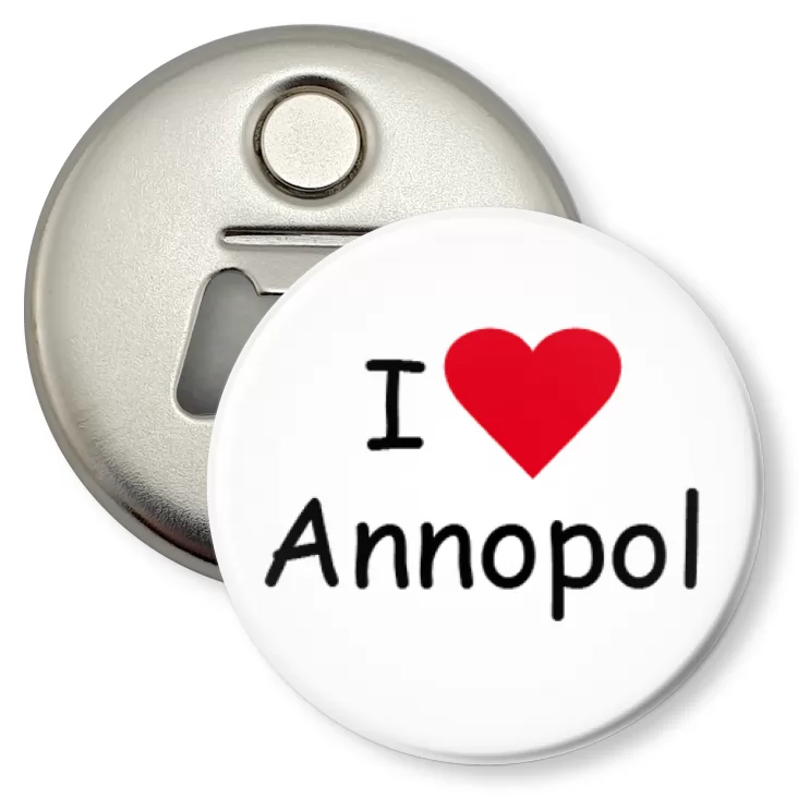 przypinka otwieracz-magnes I love Annopol
