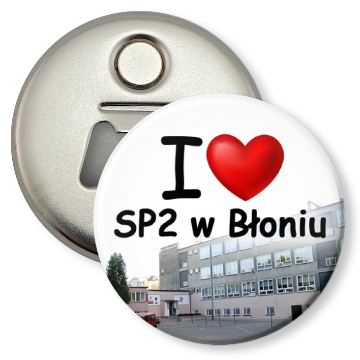 przypinka otwieracz-magnes I love SP2 w Błoniu